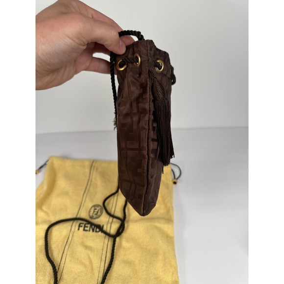 Fendi Drawstring Monogram Crossbody Bag Vintage Tassel Authentic - Picture 5 of 11
